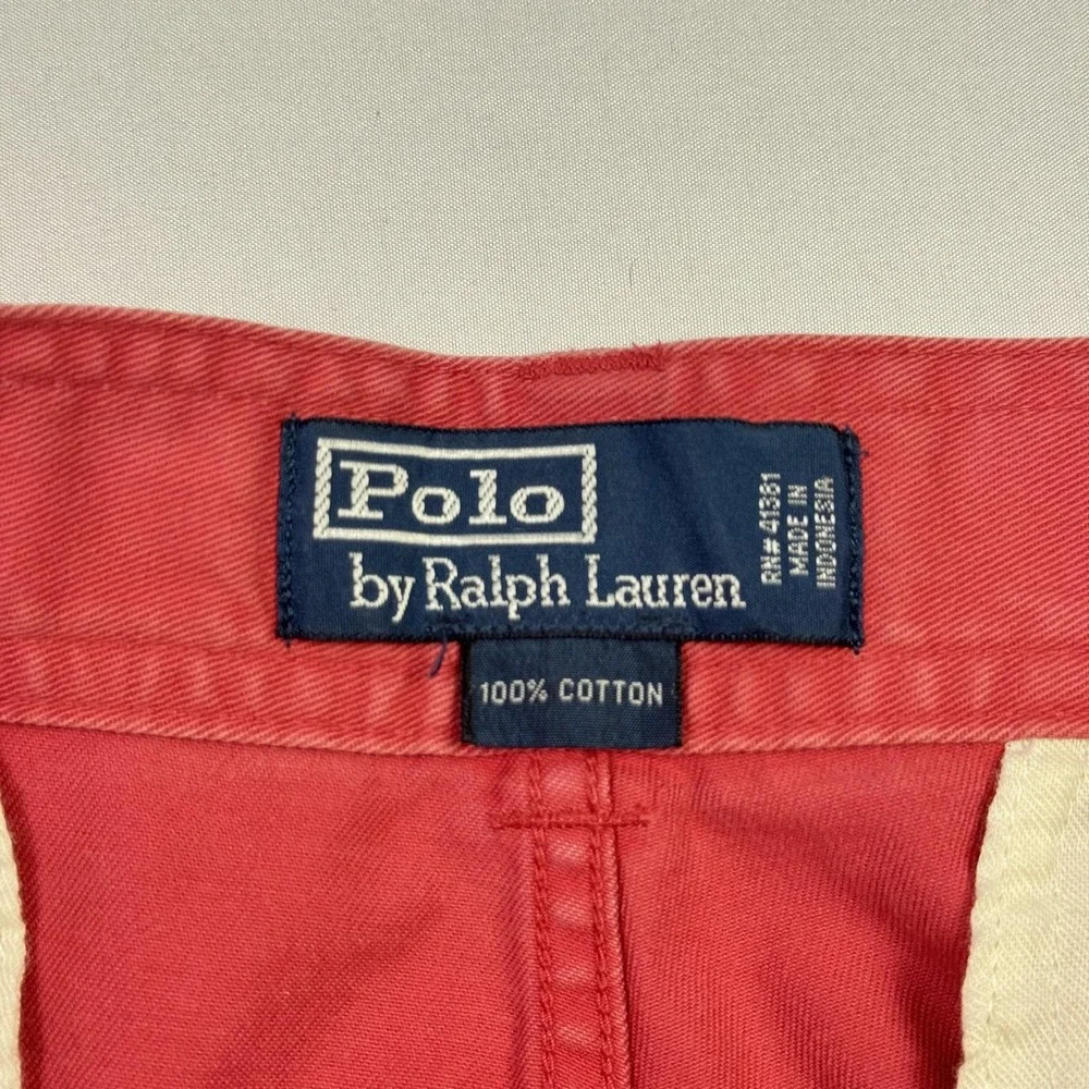 Polo Ralph Lauren Cargo Shorts Mens 34 Red Cotton Cargo Pockets 10 Inseam Casual